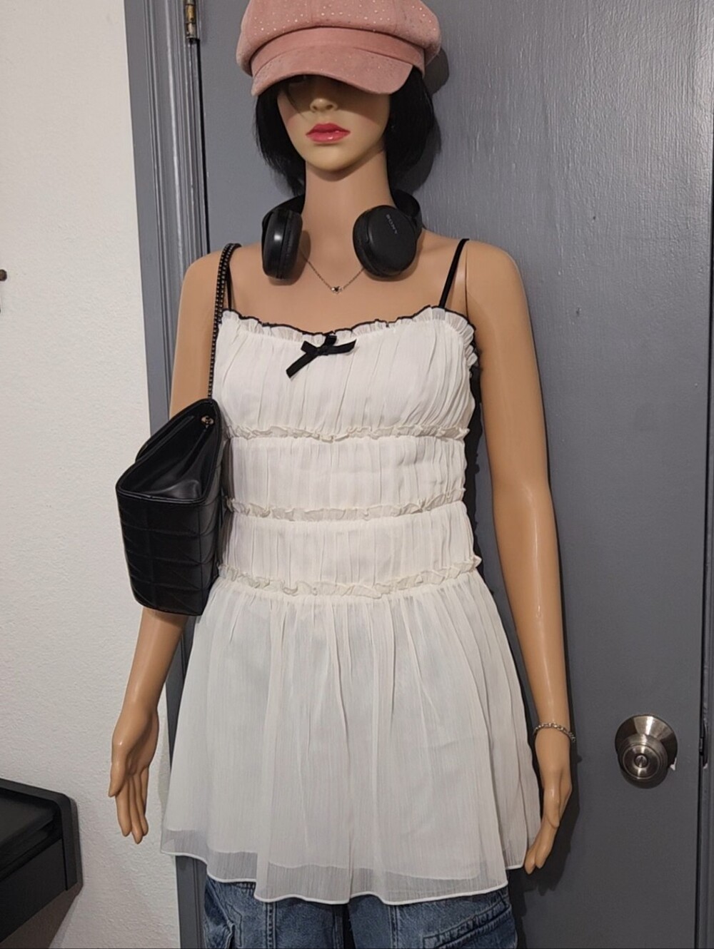 Forever 21 White Chiffon Ruffle Babydoll Mini Dress